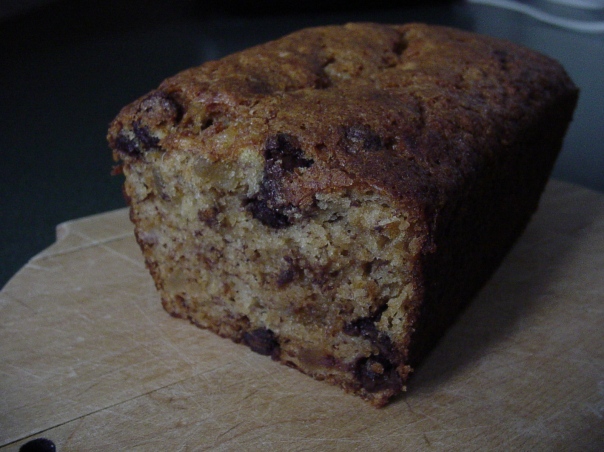 banana bread with chocolate chips and candied ginger